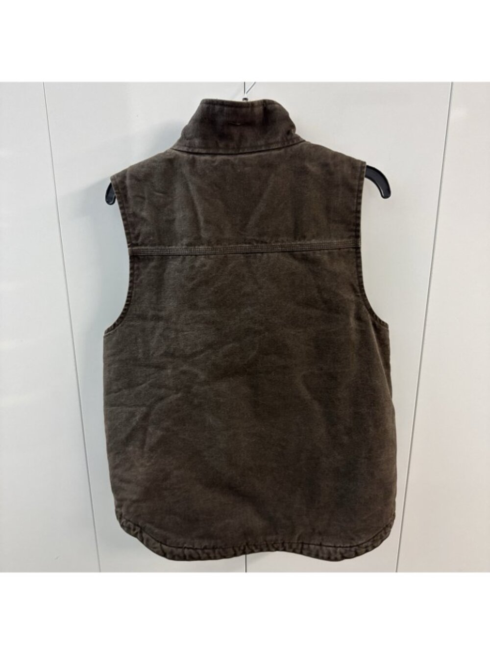 VTG Carhartt Brown Canvas Duck Sherpa Lined Vest Full Zip Size Small - Picture 5 of 9